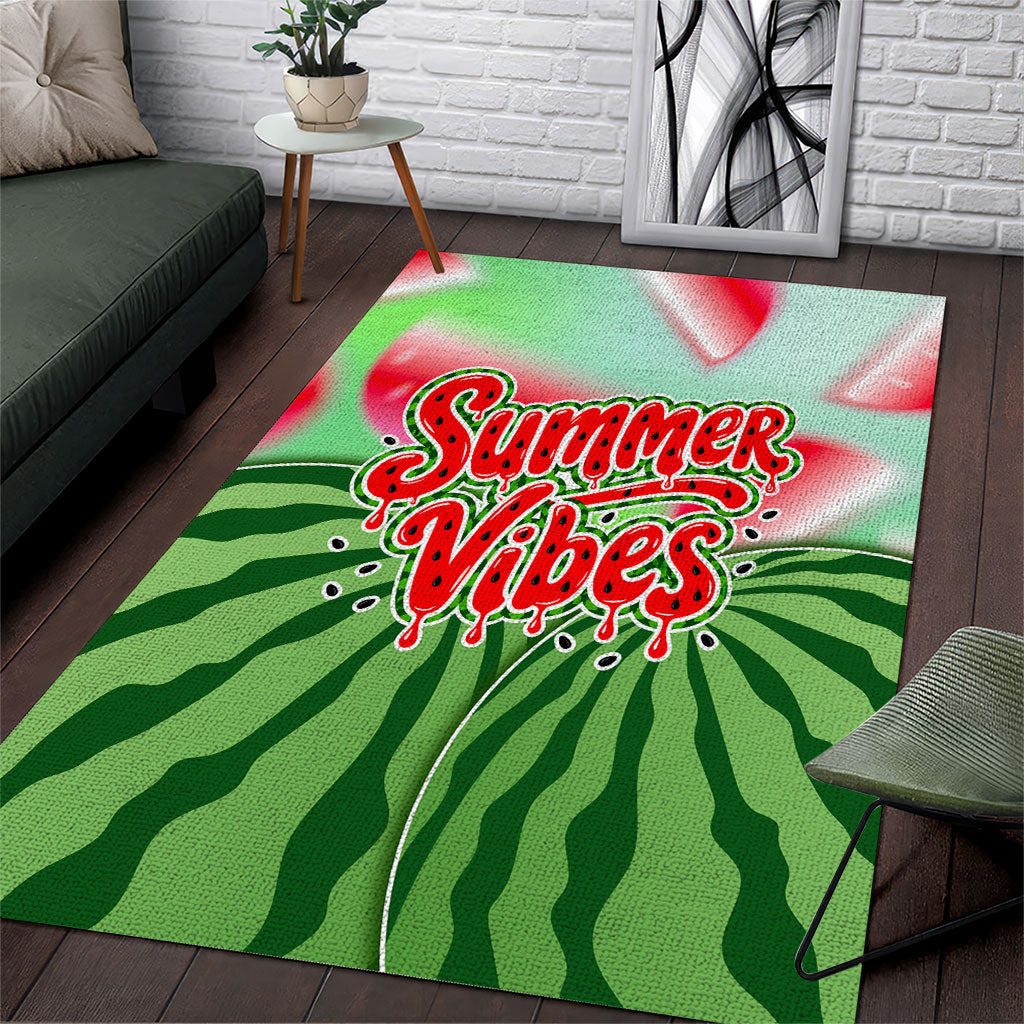 Summer Vibes Watermelon Area Rug Drinks And Fruit - Vibrant Watercolor Style - Tropical Vacation Art