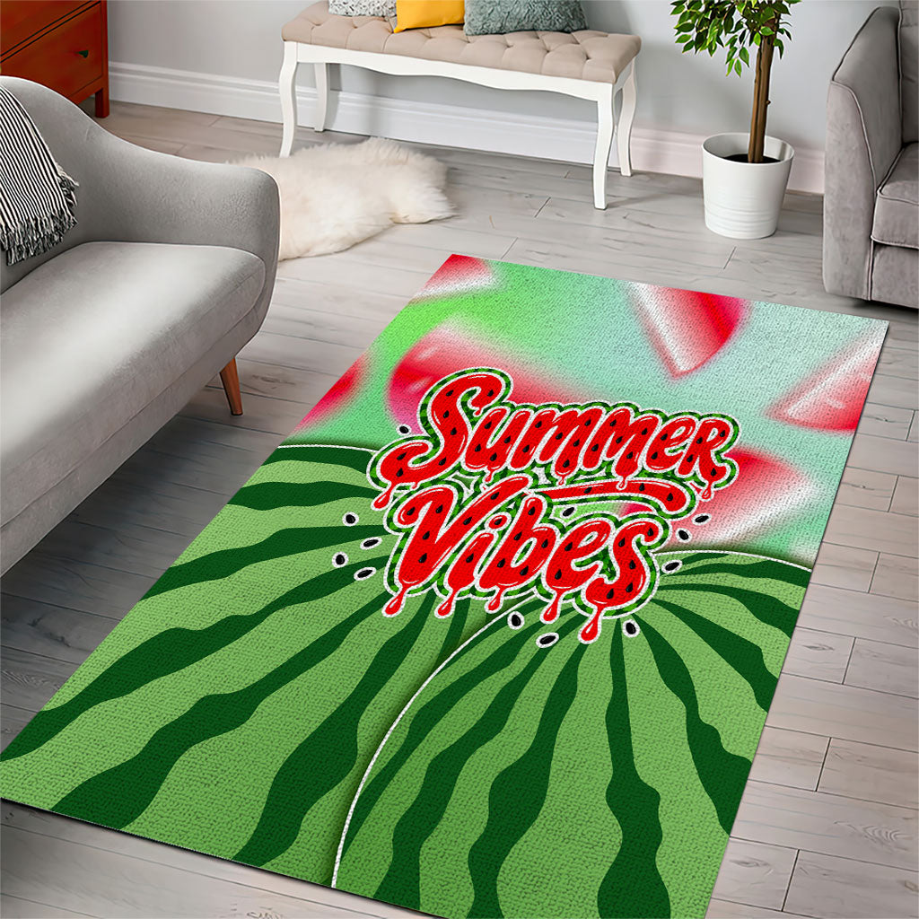 Summer Vibes Watermelon Area Rug Drinks And Fruit - Vibrant Watercolor Style - Tropical Vacation Art