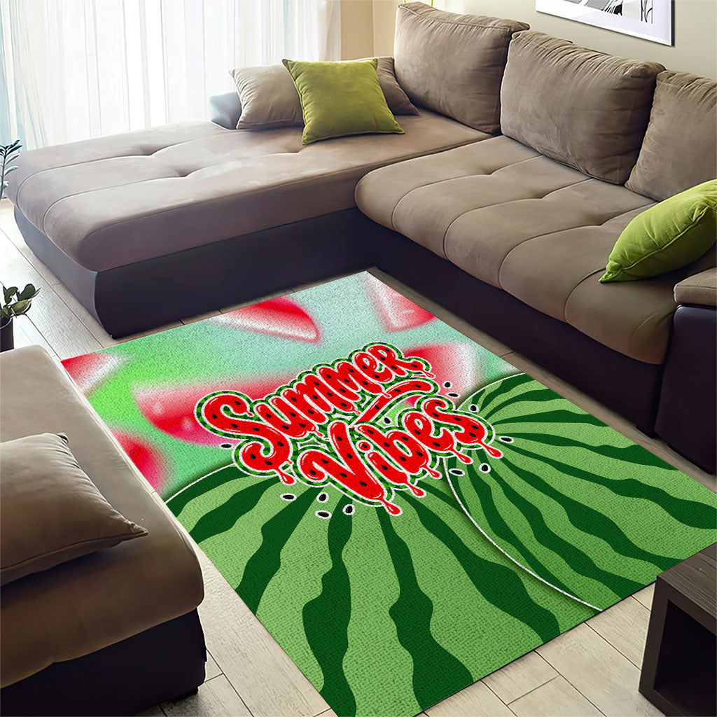 Summer Vibes Watermelon Area Rug Drinks And Fruit - Vibrant Watercolor Style - Tropical Vacation Art