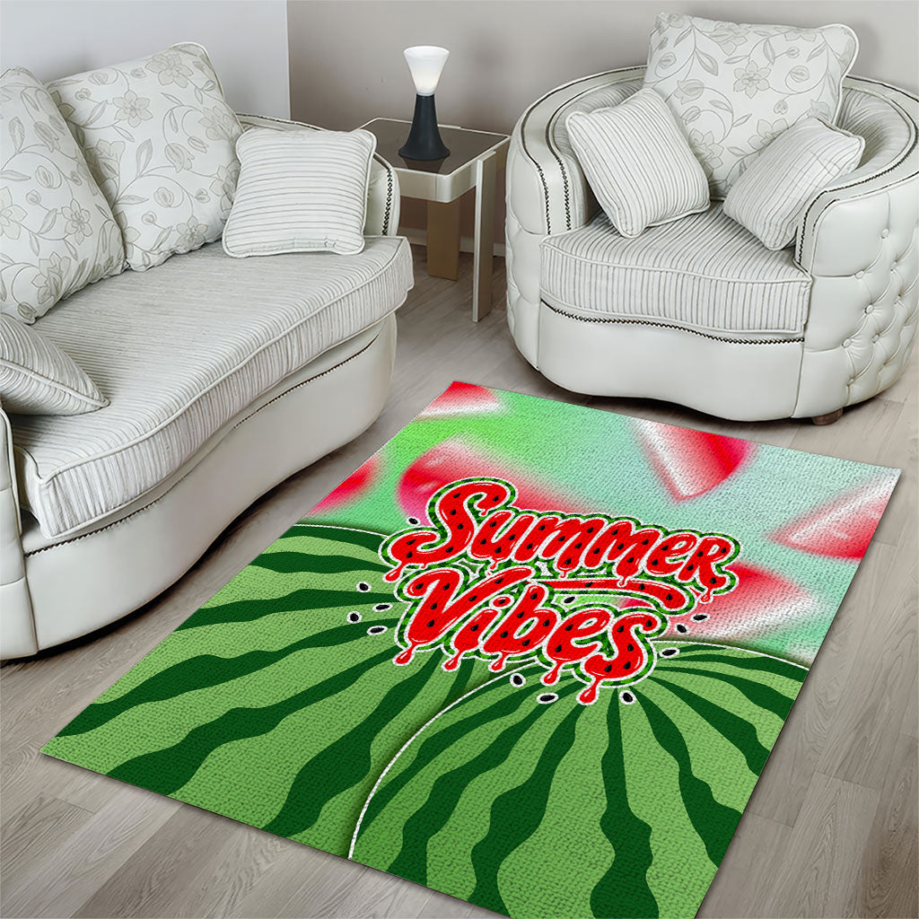 Summer Vibes Watermelon Area Rug Drinks And Fruit - Vibrant Watercolor Style - Tropical Vacation Art
