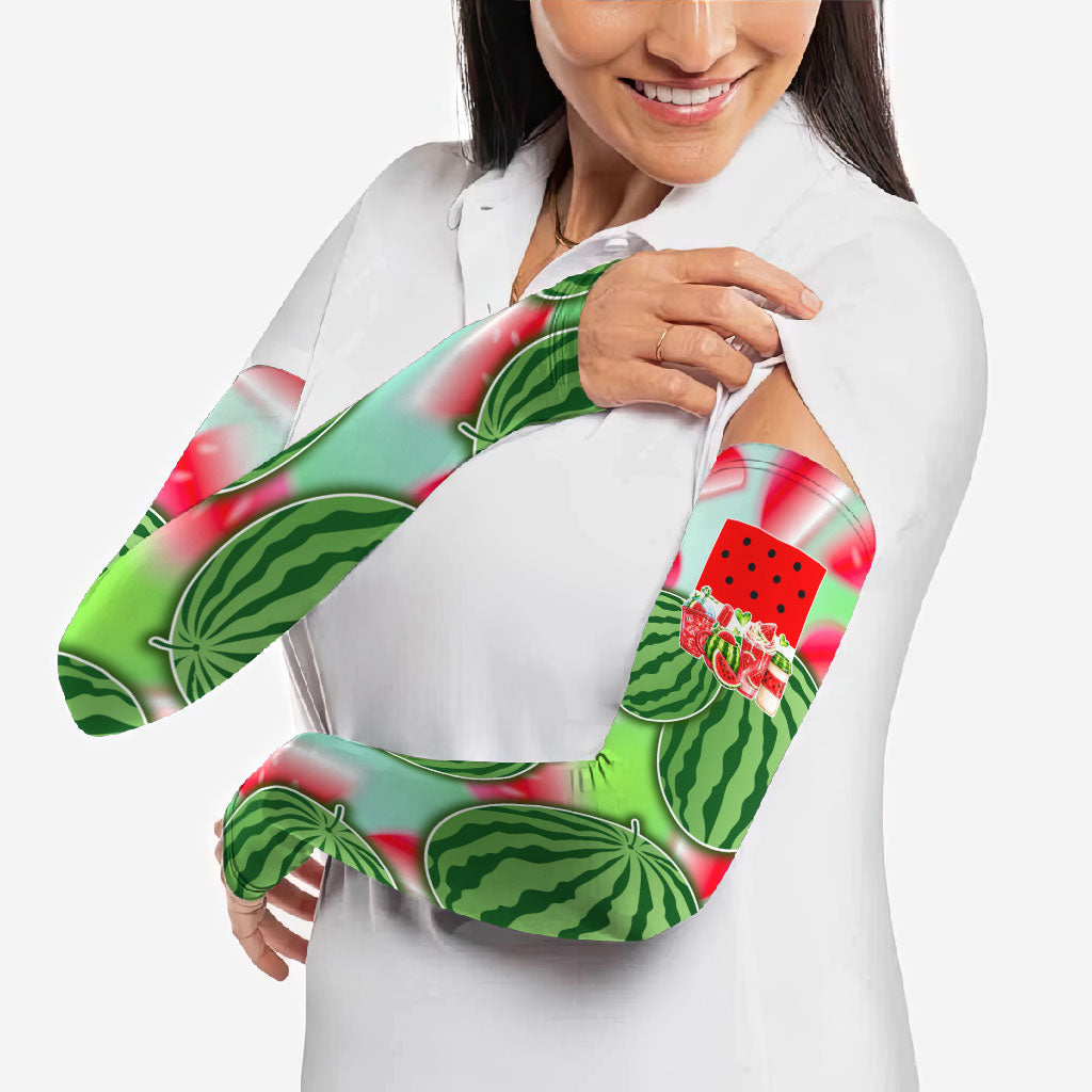 Summer Vibes Watermelon Arm Sleeves Drinks And Fruit - Vibrant Watercolor Style - Tropical Vacation Art