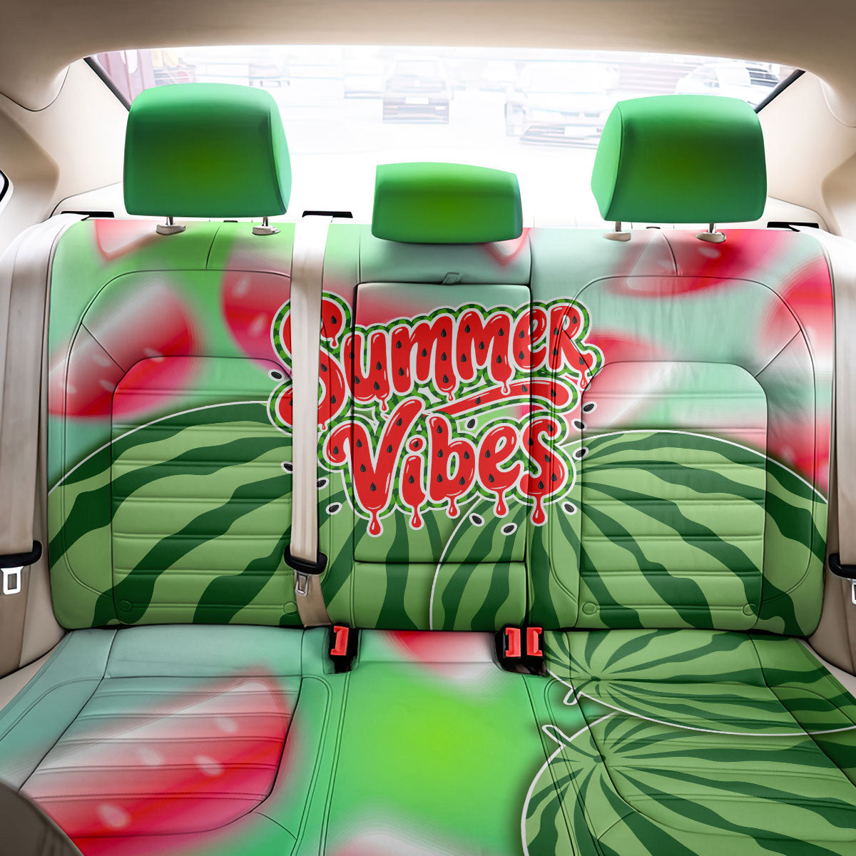 Summer Vibes Watermelon Back Car Seat Cover Drinks And Fruit - Vibrant Watercolor Style - Tropical Vacation Art