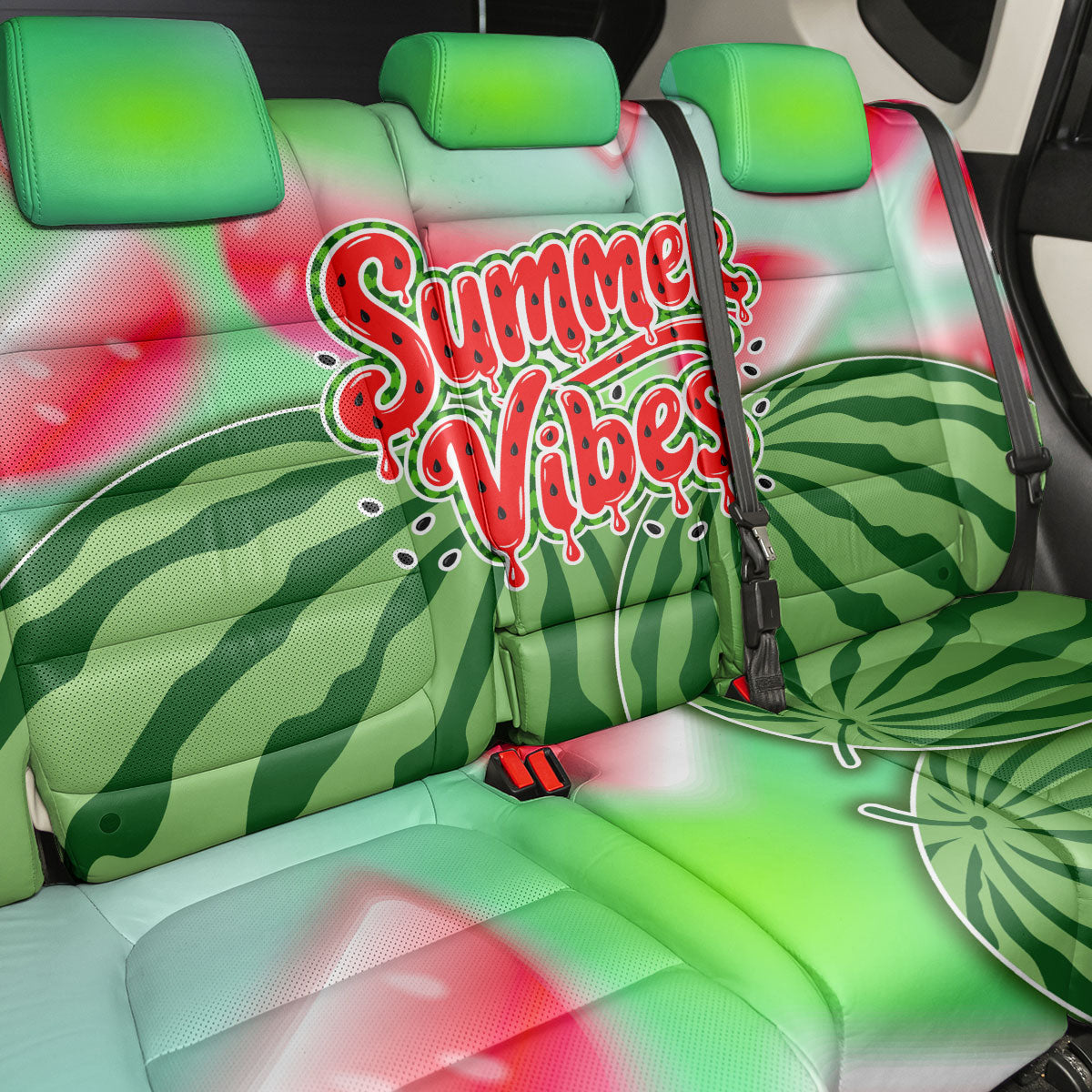 Summer Vibes Watermelon Back Car Seat Cover Drinks And Fruit - Vibrant Watercolor Style - Tropical Vacation Art