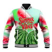 Summer Vibes Watermelon Baseball Jacket Drinks And Fruit - Vibrant Watercolor Style - Tropical Vacation Art