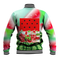 Summer Vibes Watermelon Baseball Jacket Drinks And Fruit - Vibrant Watercolor Style - Tropical Vacation Art