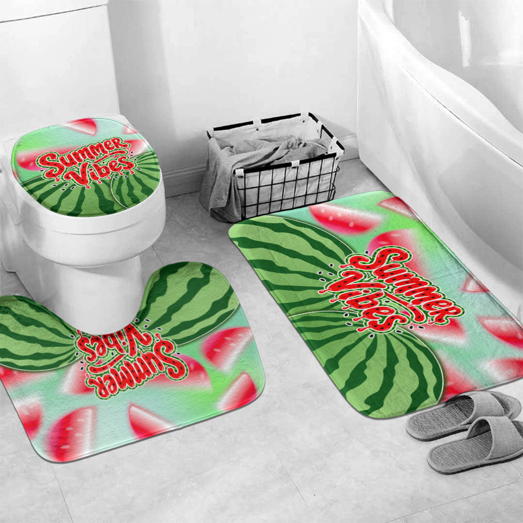 Summer Vibes Watermelon Bathroom Set Drinks And Fruit - Vibrant Watercolor Style - Tropical Vacation Art