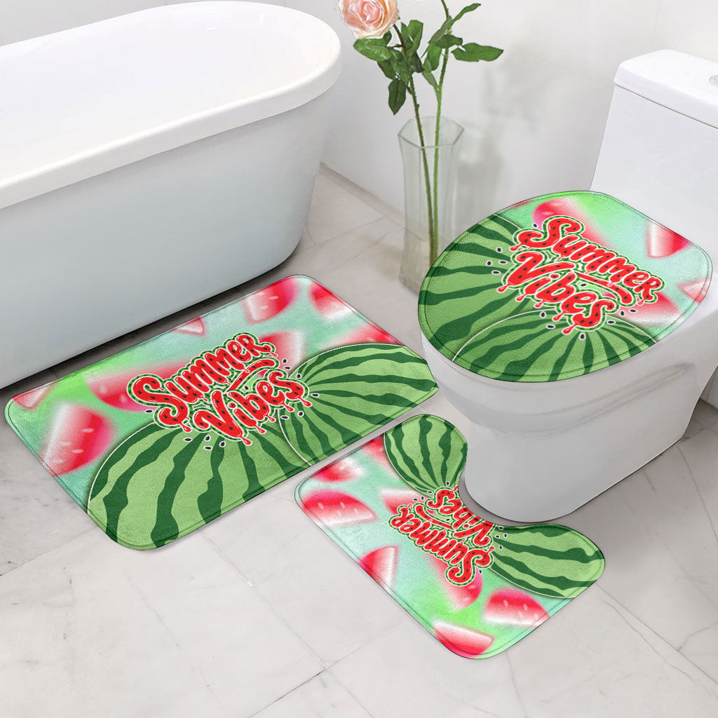 Summer Vibes Watermelon Bathroom Set Drinks And Fruit - Vibrant Watercolor Style - Tropical Vacation Art
