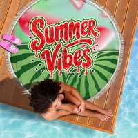 Summer Vibes Watermelon Beach Blanket Drinks And Fruit - Vibrant Watercolor Style - Tropical Vacation Art