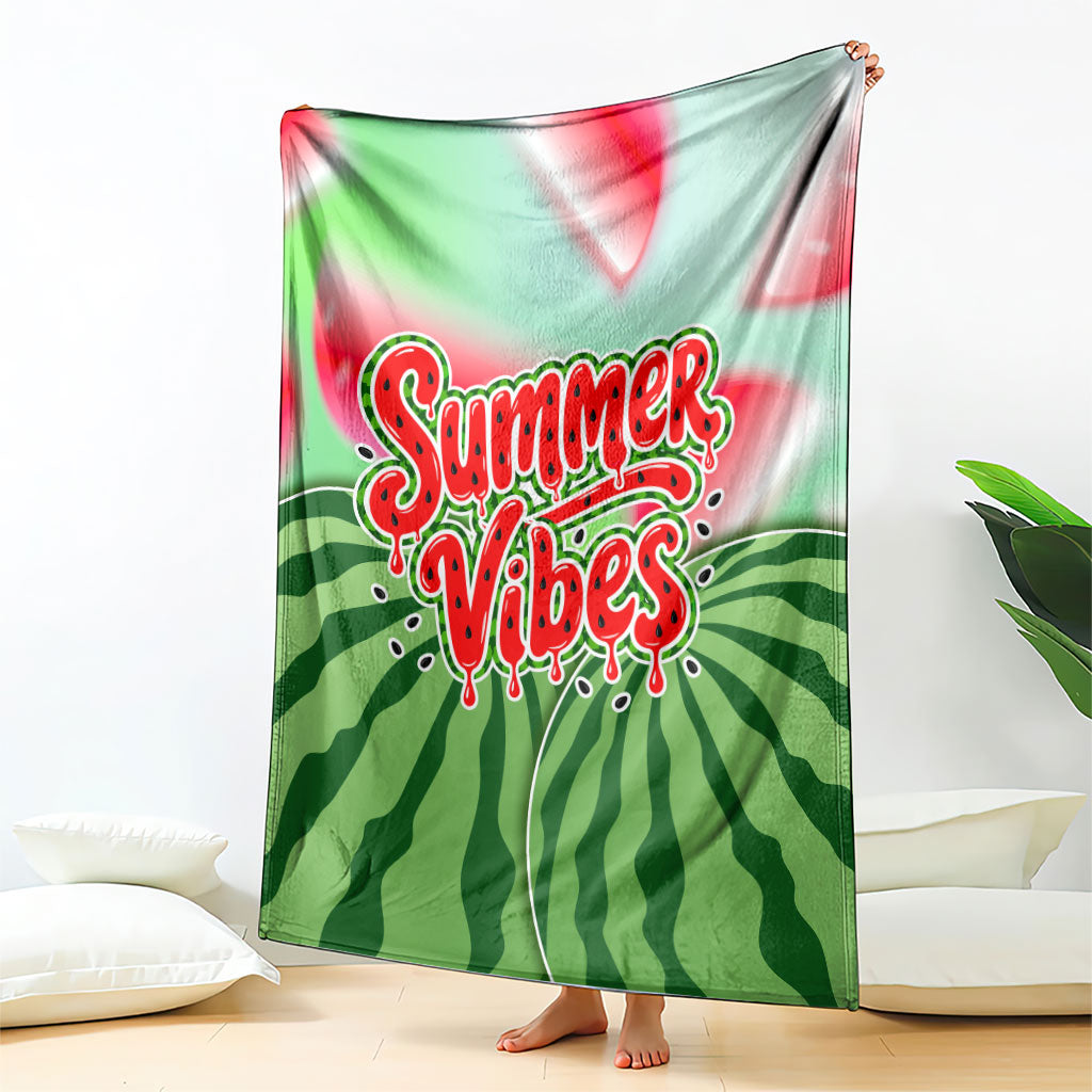 Summer Vibes Watermelon Blanket Drinks And Fruit - Vibrant Watercolor Style - Tropical Vacation Art