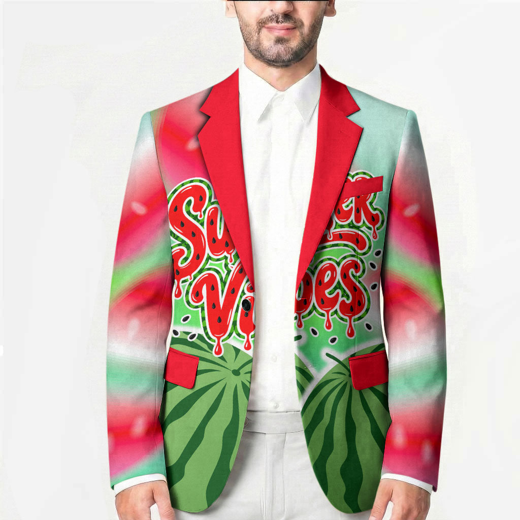 Summer Vibes Watermelon Blazer Drinks And Fruit - Vibrant Watercolor Style - Tropical Vacation Art