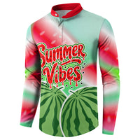 Summer Vibes Watermelon Button Sweatshirt Drinks And Fruit - Vibrant Watercolor Style - Tropical Vacation Art