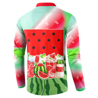 Summer Vibes Watermelon Button Sweatshirt Drinks And Fruit - Vibrant Watercolor Style - Tropical Vacation Art