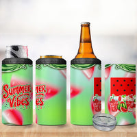 Summer Vibes Watermelon 4 in 1 Can Cooler Tumbler Drinks And Fruit - Vibrant Watercolor Style - Tropical Vacation Art