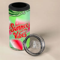 Summer Vibes Watermelon 4 in 1 Can Cooler Tumbler Drinks And Fruit - Vibrant Watercolor Style - Tropical Vacation Art