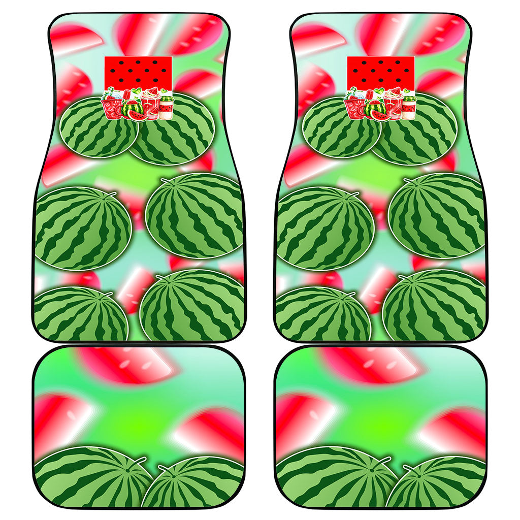 Summer Vibes Watermelon Car Mats Drinks And Fruit - Vibrant Watercolor Style - Tropical Vacation Art