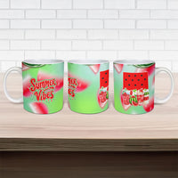 Summer Vibes Watermelon Ceramic Mug Drinks And Fruit - Vibrant Watercolor Style - Tropical Vacation Art