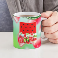 Summer Vibes Watermelon Ceramic Mug Drinks And Fruit - Vibrant Watercolor Style - Tropical Vacation Art