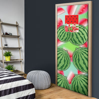 Summer Vibes Watermelon Door Cover Drinks And Fruit - Vibrant Watercolor Style - Tropical Vacation Art