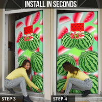 Summer Vibes Watermelon Door Cover Drinks And Fruit - Vibrant Watercolor Style - Tropical Vacation Art
