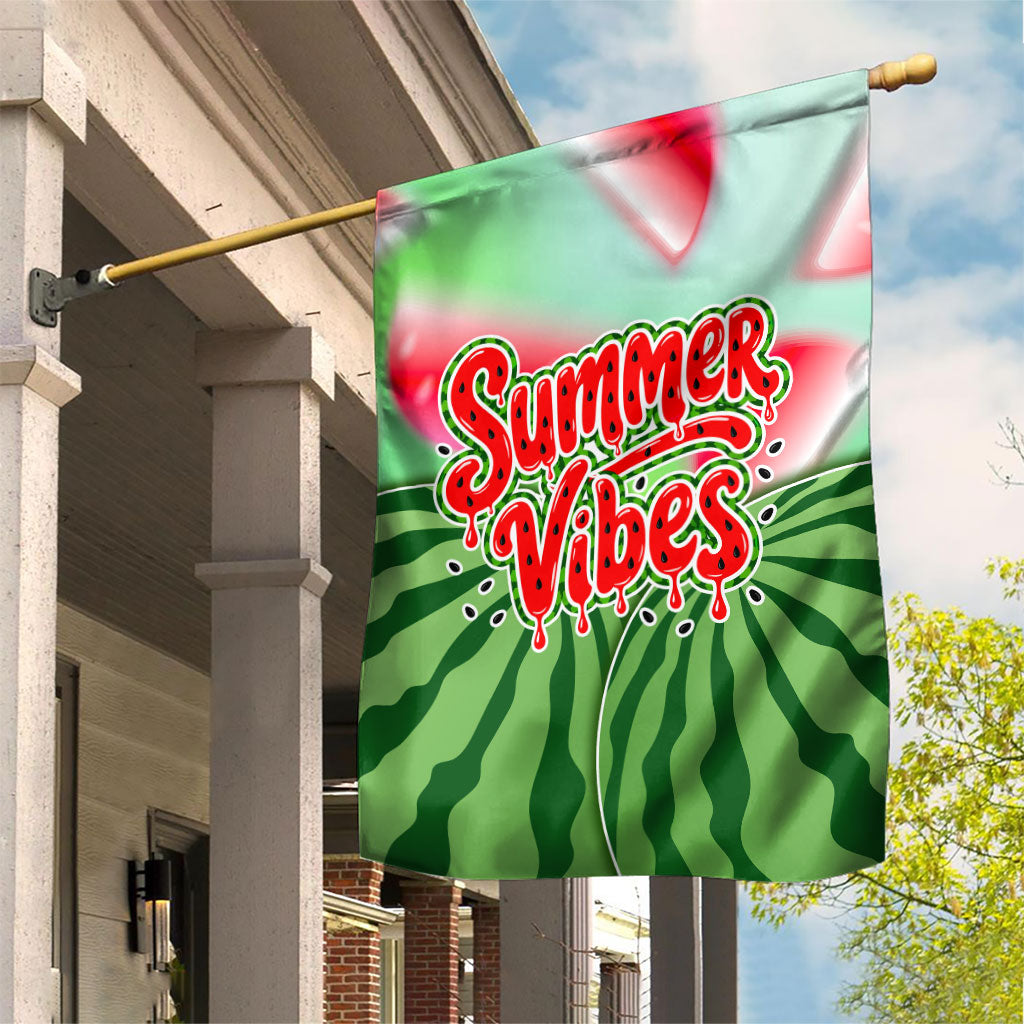 Summer Vibes Watermelon Garden Flag Drinks And Fruit - Vibrant Watercolor Style - Tropical Vacation Art