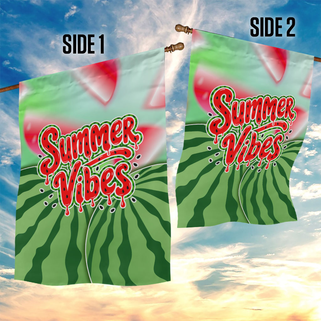 Summer Vibes Watermelon Garden Flag Drinks And Fruit - Vibrant Watercolor Style - Tropical Vacation Art