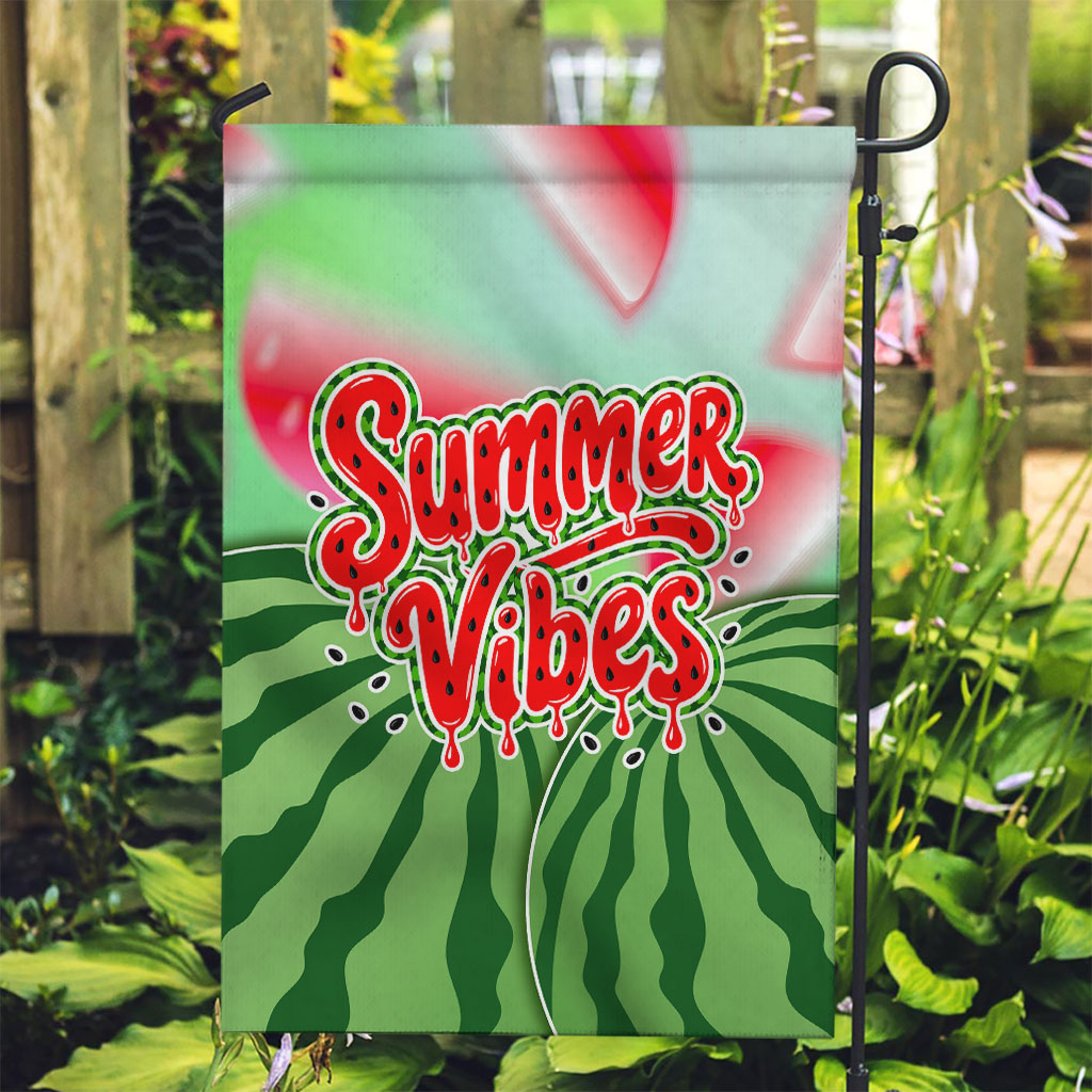Summer Vibes Watermelon Garden Flag Drinks And Fruit - Vibrant Watercolor Style - Tropical Vacation Art