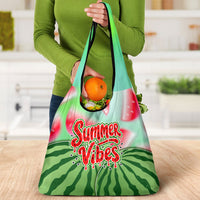 Summer Vibes Watermelon Grocery Bag Drinks And Fruit - Vibrant Watercolor Style - Tropical Vacation Art