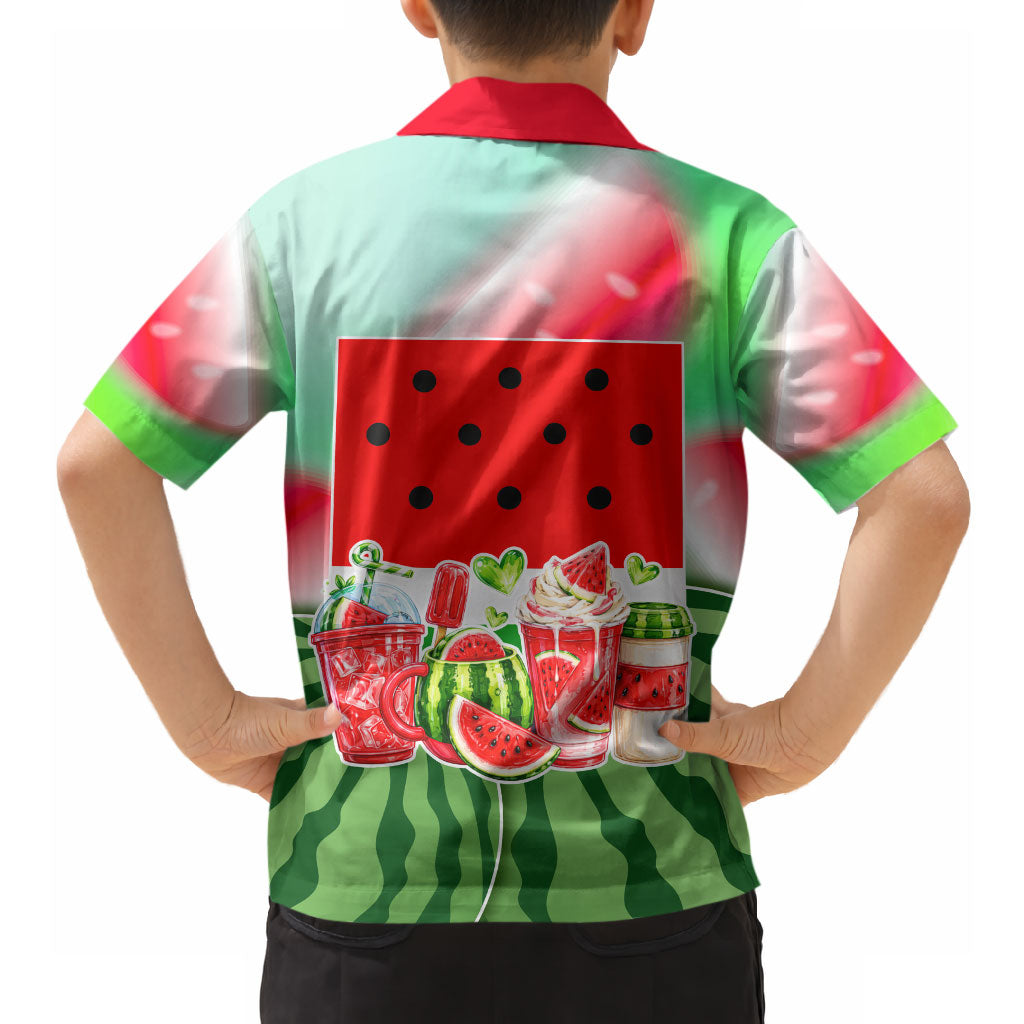 Summer Vibes Watermelon Hawaiian Shirt Drinks And Fruit - Vibrant Watercolor Style - Tropical Vacation Art