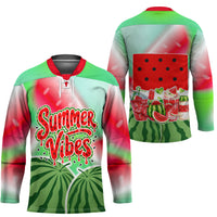 Summer Vibes Watermelon Hockey Jersey Drinks And Fruit - Vibrant Watercolor Style - Tropical Vacation Art
