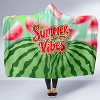 Summer Vibes Watermelon Hooded Blanket Drinks And Fruit - Vibrant Watercolor Style - Tropical Vacation Art