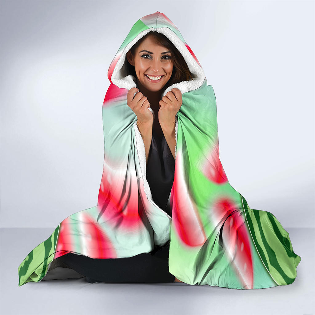 Summer Vibes Watermelon Hooded Blanket Drinks And Fruit - Vibrant Watercolor Style - Tropical Vacation Art
