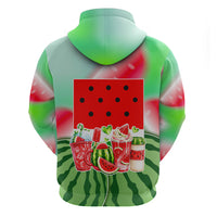 Summer Vibes Watermelon Hoodie Drinks And Fruit - Vibrant Watercolor Style - Tropical Vacation Art