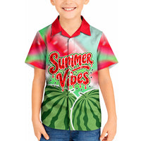 Summer Vibes Watermelon Kid Hawaiian Shirt Drinks And Fruit - Vibrant Watercolor Style - Tropical Vacation Art