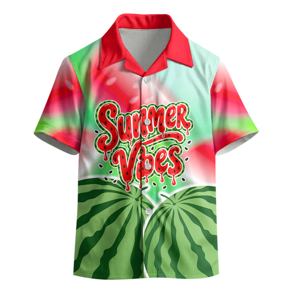 Summer Vibes Watermelon Kid Hawaiian Shirt Drinks And Fruit - Vibrant Watercolor Style - Tropical Vacation Art
