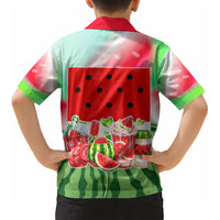 Summer Vibes Watermelon Kid Hawaiian Shirt Drinks And Fruit - Vibrant Watercolor Style - Tropical Vacation Art