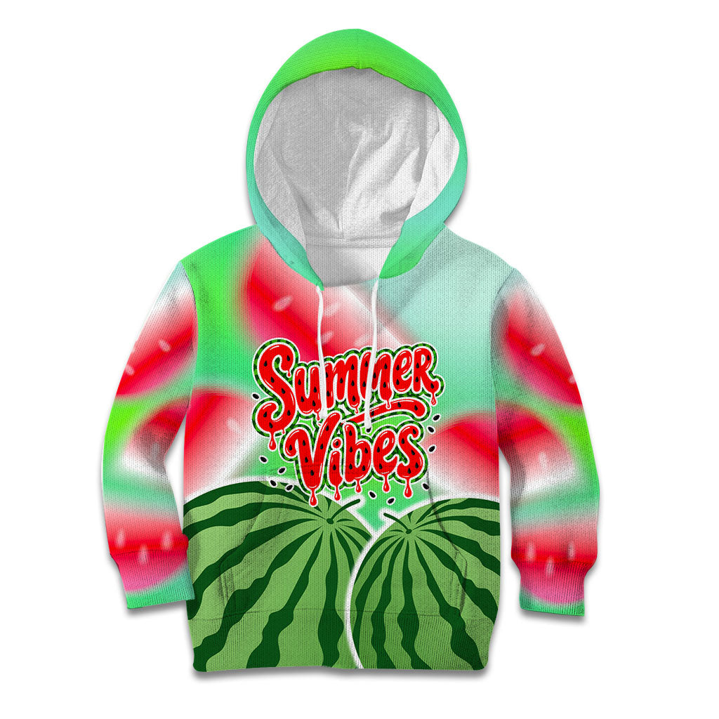 Summer Vibes Watermelon Kid Hoodie Drinks And Fruit - Vibrant Watercolor Style - Tropical Vacation Art