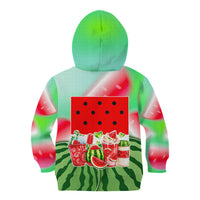 Summer Vibes Watermelon Kid Hoodie Drinks And Fruit - Vibrant Watercolor Style - Tropical Vacation Art