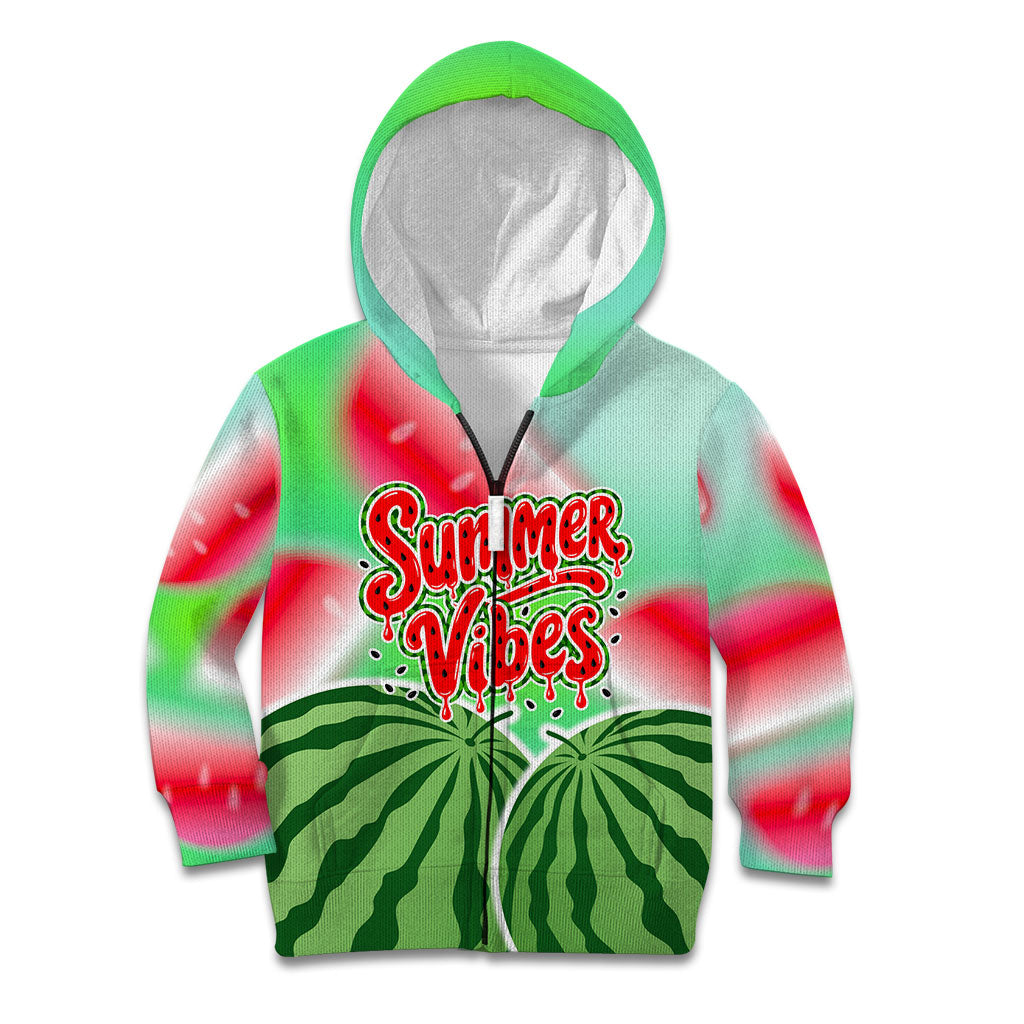 Summer Vibes Watermelon Kid Hoodie Drinks And Fruit - Vibrant Watercolor Style - Tropical Vacation Art