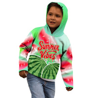 Summer Vibes Watermelon Kid Hoodie Drinks And Fruit - Vibrant Watercolor Style - Tropical Vacation Art