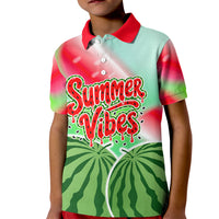 Summer Vibes Watermelon Kid Polo Shirt Drinks And Fruit - Vibrant Watercolor Style - Tropical Vacation Art