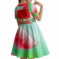 Summer Vibes Watermelon Kid Short Sleeve Dress Drinks And Fruit - Vibrant Watercolor Style - Tropical Vacation Art