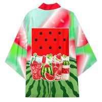 Summer Vibes Watermelon Kimono Drinks And Fruit - Vibrant Watercolor Style - Tropical Vacation Art