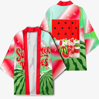 Summer Vibes Watermelon Kimono Drinks And Fruit - Vibrant Watercolor Style - Tropical Vacation Art
