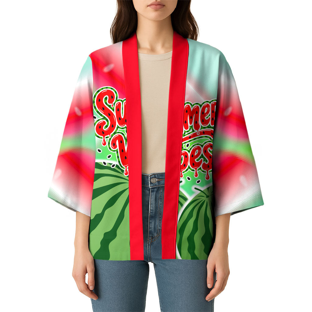 Summer Vibes Watermelon Kimono Drinks And Fruit - Vibrant Watercolor Style - Tropical Vacation Art