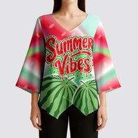 Summer Vibes Watermelon Kimono Sleeve Blouse Drinks And Fruit - Vibrant Watercolor Style - Tropical Vacation Art
