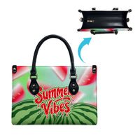 Summer Vibes Watermelon Leather Bag Drinks And Fruit - Vibrant Watercolor Style - Tropical Vacation Art