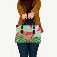 Summer Vibes Watermelon Leather Bag Drinks And Fruit - Vibrant Watercolor Style - Tropical Vacation Art