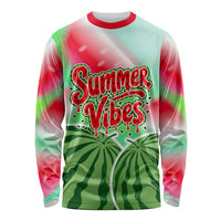 Summer Vibes Watermelon Long Sleeve Shirt Drinks And Fruit - Vibrant Watercolor Style - Tropical Vacation Art