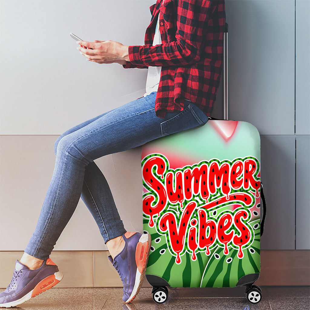 Summer Vibes Watermelon Luggage Cover Drinks And Fruit - Vibrant Watercolor Style - Tropical Vacation Art