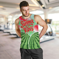 Summer Vibes Watermelon Men Tank Top Drinks And Fruit - Vibrant Watercolor Style - Tropical Vacation Art